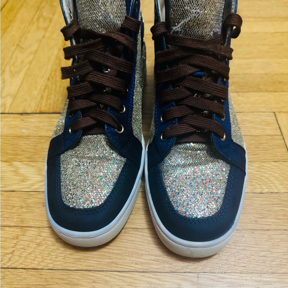 Christian Louboutin Glitter and Blue Sneakers